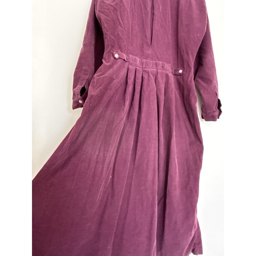 ✿ Alain Toussaint Vintage Corduroy Dress 12 Button Front Burgundy Cotton Boho